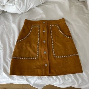 Suede Tan skirt with studded detail
